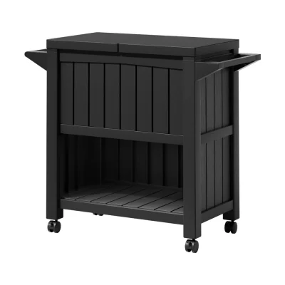 Gardeon 3-in-1 Outdoor Storage Cabinet: 80L Ice Bucket Cooler, Weather-Resistant Rolling Serving Cart with Spice Rack