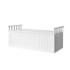Gardeon 129cm White Wooden Outdoor Storage Bench & Toy Chest - Fir Wood, 200L Capacity, All-Weather, 2-in-1 Design