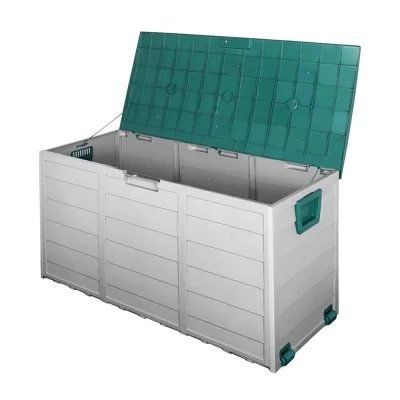 Gardeon 290L Green Outdoor Storage Box - Weather-Resistant, Lockable, Easy-Assembly Polypropylene Shed with Wheels