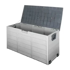 Gardeon 290L Grey Outdoor Storage Box - Weather-Resistant, Lockable, Mobile with Wheels, Easy Assembly, 1-Year Warranty