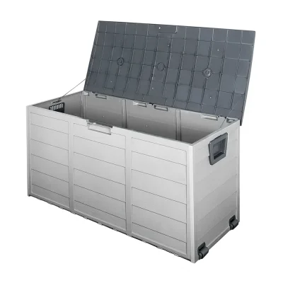Gardeon 290L Grey Outdoor Storage Box - Weather-Resistant, Lockable, Mobile with Wheels, Easy Assembly, 1-Year Warranty