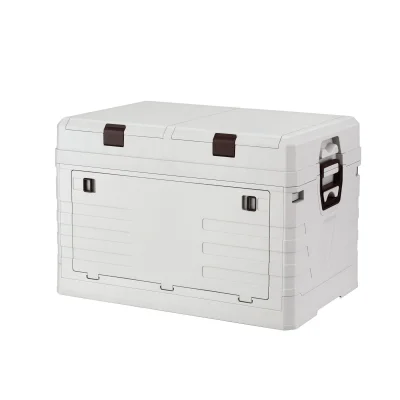 Gardeon 80L Foldable Outdoor Storage Box, Durable PP, Double Layer, Multi-Access Design, Beige, Perfect for Camping