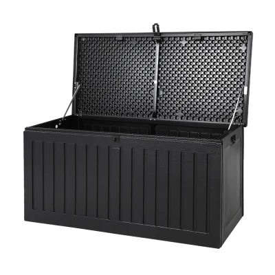 Gardeon 270L Black Outdoor Storage Box - Lockable, Weather-Resistant Garden Bench, Durable Polypropylene, Easy Assembly