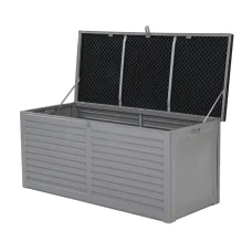 Gardeon 490L Lockable Outdoor Storage Box - Weather-Resistant PP, Bench Seat, Ideal for Tools & Toys, Black/Grey