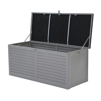 Gardeon 490L Lockable Outdoor Storage Box - Weather-Resistant PP, Bench Seat, Ideal for Tools & Toys, Black/Grey