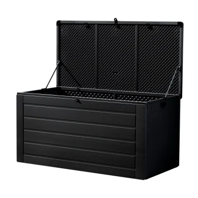 Gardeon 680L Lockable Outdoor Storage Box - Weather-Resistant Garden Bench, Durable Polypropylene, Black