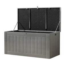 Gardeon 830L Outdoor Storage Box & Bench - Lockable, Weather-Resistant PP Material, 160cm, Black, Easy Assembly
