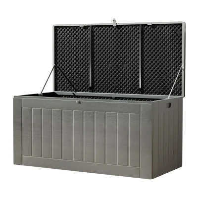 Gardeon 830L Outdoor Storage Box & Bench - Lockable, Weather-Resistant PP Material, 160cm, Black, Easy Assembly