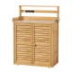 Gardeon Wooden Outdoor Storage Cabinet with Galvanised Steel Workbench, 3-Tier Shelves & Weather-Resistant Design