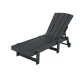 Gardeon Sun Lounge Beach Chair HDPE Adirondack Lounger 4-Position Adjustable Recliner with Wheels, Black, 194cm
