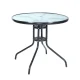 Gardeon Outdoor Steel Bar Table with Glass Top, Parasol Hole, 80cm Diameter - Elegant, Durable, Easy to Clean