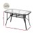 Gardeon 120CM Black Outdoor Dining Table, Steel Frame, Tempered Glass Top, with Parasol Hole and Anti-Slip Feet