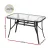 Gardeon 120CM Black Outdoor Dining Table, Steel Frame, Tempered Glass Top, with Parasol Hole and Anti-Slip Feet