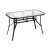 Gardeon 120CM Black Outdoor Dining Table, Steel Frame, Tempered Glass Top, with Parasol Hole and Anti-Slip Feet