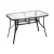 Gardeon 120CM Black Outdoor Dining Table, Steel Frame, Tempered Glass Top, with Parasol Hole and Anti-Slip Feet