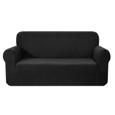 Artiss 3 Seater Sofa Cover, High Stretch Polar Fleece in Black, Machine Washable, All-Round Protection, Anti-Slip
