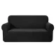 Artiss 3 Seater Sofa Cover, High Stretch Polar Fleece in Black, Machine Washable, All-Round Protection, Anti-Slip
