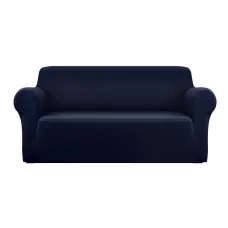 Artiss 3 Seater Sofa Cover Navy, Stretch Knitted Fabric, All-Round Protection, Anti-Slip, Machine Washable