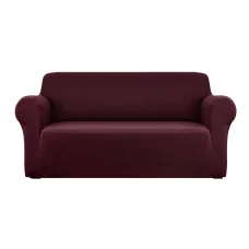 Artiss 3 Seater Sofa Cover Burgundy, Stretch Knitted Fabric, Machine Washable, Anti-Slip, All-Round Protection