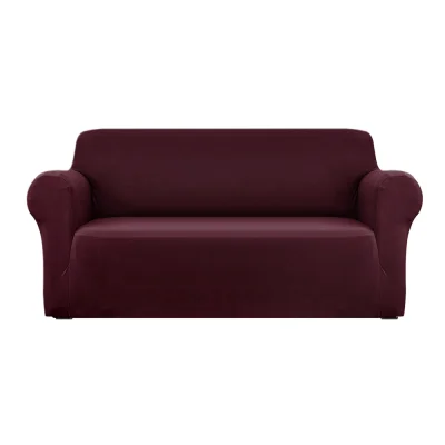 Artiss 3 Seater Sofa Cover Burgundy, Stretch Knitted Fabric, Machine Washable, Anti-Slip, All-Round Protection