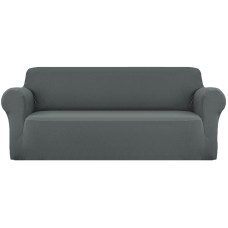 Artiss 4 Seater Sofa Cover Grey, Stretch Knitted Fabric, Machine Washable, Anti-Slip, Fits Most Couch Styles