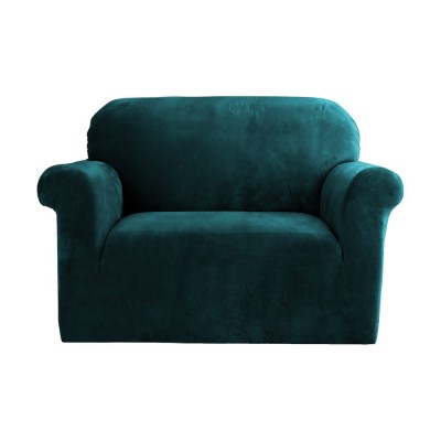 Artiss Agate Green Velvet Sofa Cover for 1 Seater - Stretchable, Anti-Slip, Machine Washable, All-Round Protection