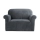 Artiss Velvet Sofa Cover for 1-Seater - Stretchable Crystal Velvet, Anti-Slip, Machine Washable, Grey, 81-120cm