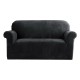 Artiss Black Velvet 2-Seater Sofa Cover - Stretchable, Anti-Slip, Machine Washable Crystal Velvet Couch Protector