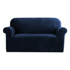 Artiss Velvet Sofa Cover 2-Seater - Stretchable Sapphire Couch Protector, Anti-Slip, Machine Washable, Crystal Velvet