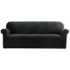Artiss 4-Seater Velvet Sofa Cover - Black, Stretchable, Anti-Slip, Machine Washable, Soft Crystal Velvet Protection
