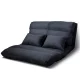 Artiss Charcoal 2-Seater Floor Lounge Sofa Bed with Adjustable Positions, Suede Fabric, Steel Frame, and Pillows
