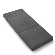 Giselle Bedding Foldable Single Mattress - Velvet Grey, High Density Foam, Washable Cover, 180x70x12cm