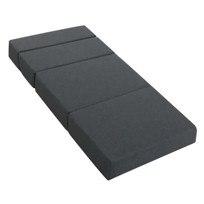 Giselle Bedding Foldable Mattress - Convertible Foam Bed & Couch, Dark Grey, 180x70x12cm, Faux Linen Cover, Washable