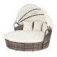 Gardeon Outdoor Wicker Day Bed Set of 3: Beige Sun Lounge with UV-Resistant Frame, Folding Canopy, & Washable Cushions