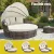 Gardeon Outdoor Wicker Day Bed Set of 3: Beige Sun Lounge with UV-Resistant Frame, Folding Canopy, & Washable Cushions