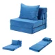 Artiss 3-in-1 Convertible Folding Sofa Bed, Armless Velvet Lounger with Pillow, High-Density Foam, Non-Slip Base, Blue