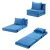 Artiss 3-in-1 Convertible Folding Sofa Bed, Armless Velvet Lounger with Pillow, High-Density Foam, Non-Slip Base, Blue