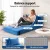 Artiss 3-in-1 Convertible Folding Sofa Bed, Armless Velvet Lounger with Pillow, High-Density Foam, Non-Slip Base, Blue