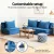 Artiss 3-in-1 Convertible Folding Sofa Bed, Armless Velvet Lounger with Pillow, High-Density Foam, Non-Slip Base, Blue