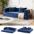 Artiss 3-in-1 Convertible Sofa Bed - Velvet, High-Density Foam, Non-Slip Base, 300KG Capacity, Curved Couch, Blue