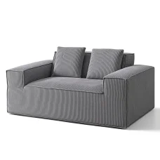 Artiss 2 Seater Corduroy Loveseat Sofa Bed - No Assembly, High-Density Foam, Pocket Spring, Grey, Bonus Cushions