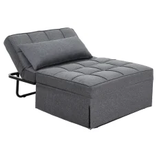 Artiss Siyi 4-in-1 Convertible Sofa Bed Lounge Ottoman Recliner, Linen Grey, Adjustable Backrest, Metal Frame