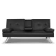 Artiss 3-Seater Sofa Bed, PU Leather, 168CM, Black, Cinema Lounge, Adjustable Recline, Space-Saving Design