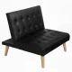 Artiss 1-Seater Recliner Sofa Bed Couch, Faux Linen, Black - Adjustable Backrest, Wooden Frame, Rubber Wood Legs