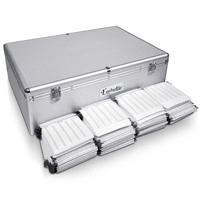 Embellir CD & DVD Storage Case, Aluminium, 1000 Disc Capacity, Silver, Durable & Lightweight with Lock & Key Security
