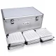 Embellir CD/DVD Storage Case, Aluminium, Holds 500 Discs, Silver, Includes 250 Inserts, Lockable with Keys