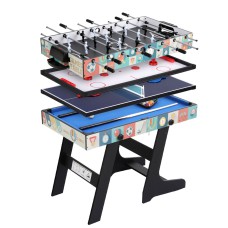 4-in-1 Foldable Soccer Table, Foosball, Pool, Table Tennis, Hockey Game Table, MDF, 122x61x81cm, Family Fun 4-in-1 Foldable Soccer Table, Foosball, Pool, Table Tennis, Hockey Game Table, MDF, 122x61x81cm, Family Fun