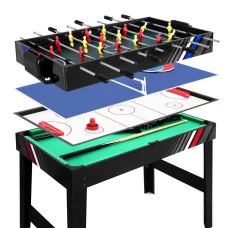 4-in-1 Multi Games Table Soccer Foosball, Pool, Table Tennis, Air Hockey, MDF Frame, 121x61x79cm, Home Party Gift