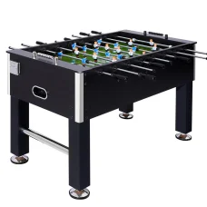 5FT Black Foosball Soccer Table Game for Home, MDF Board, Chrome Steel Rods, Cup Holders, 2 Balls, Family Party