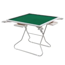 Folding Mahjong Table - Green, 4 Drawers & Cup Holders, 88x88x73cm, Plush Surface, Compact for Home & Travel